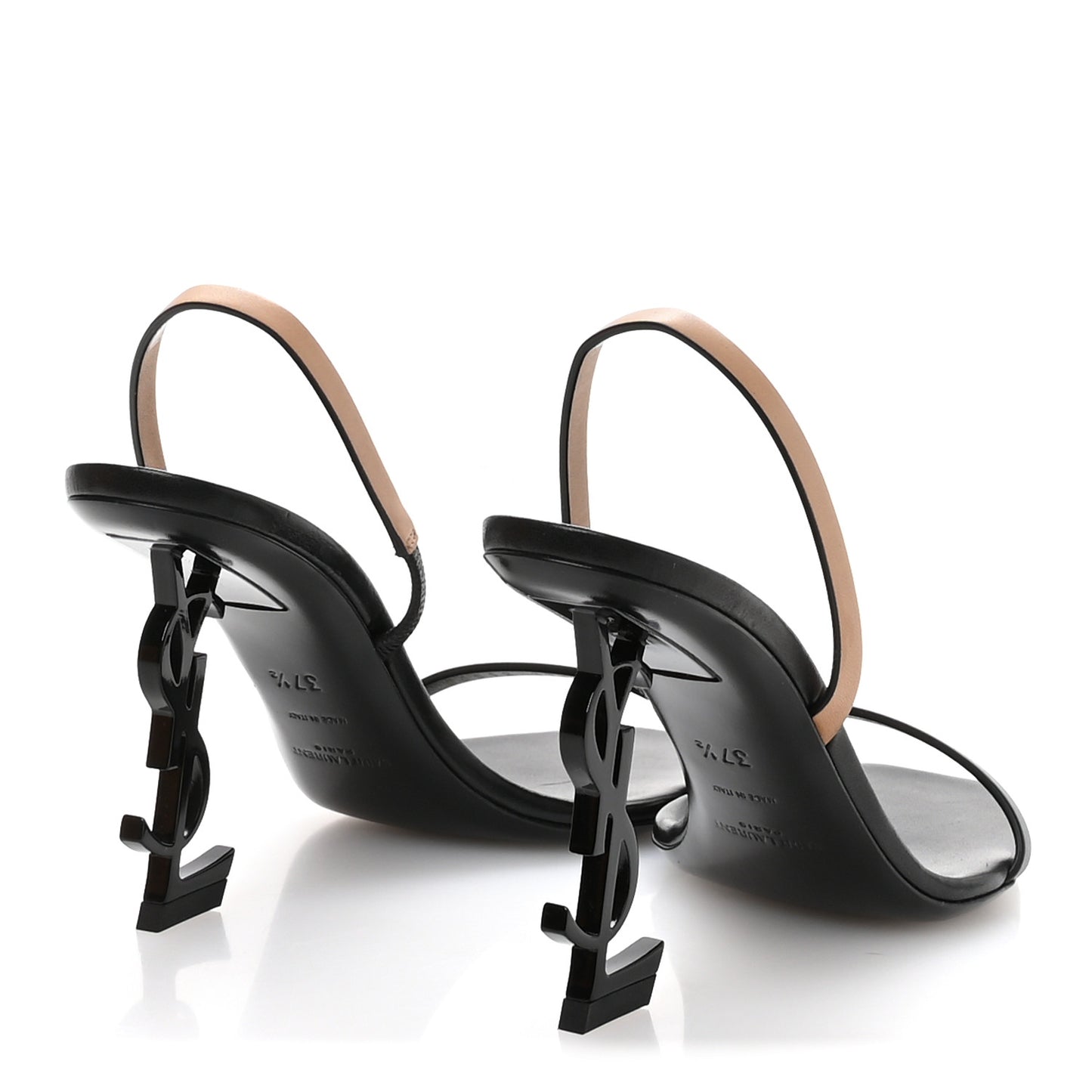 Calfskin Cassandra 85 Sandals 37.5 Black Gold Brown