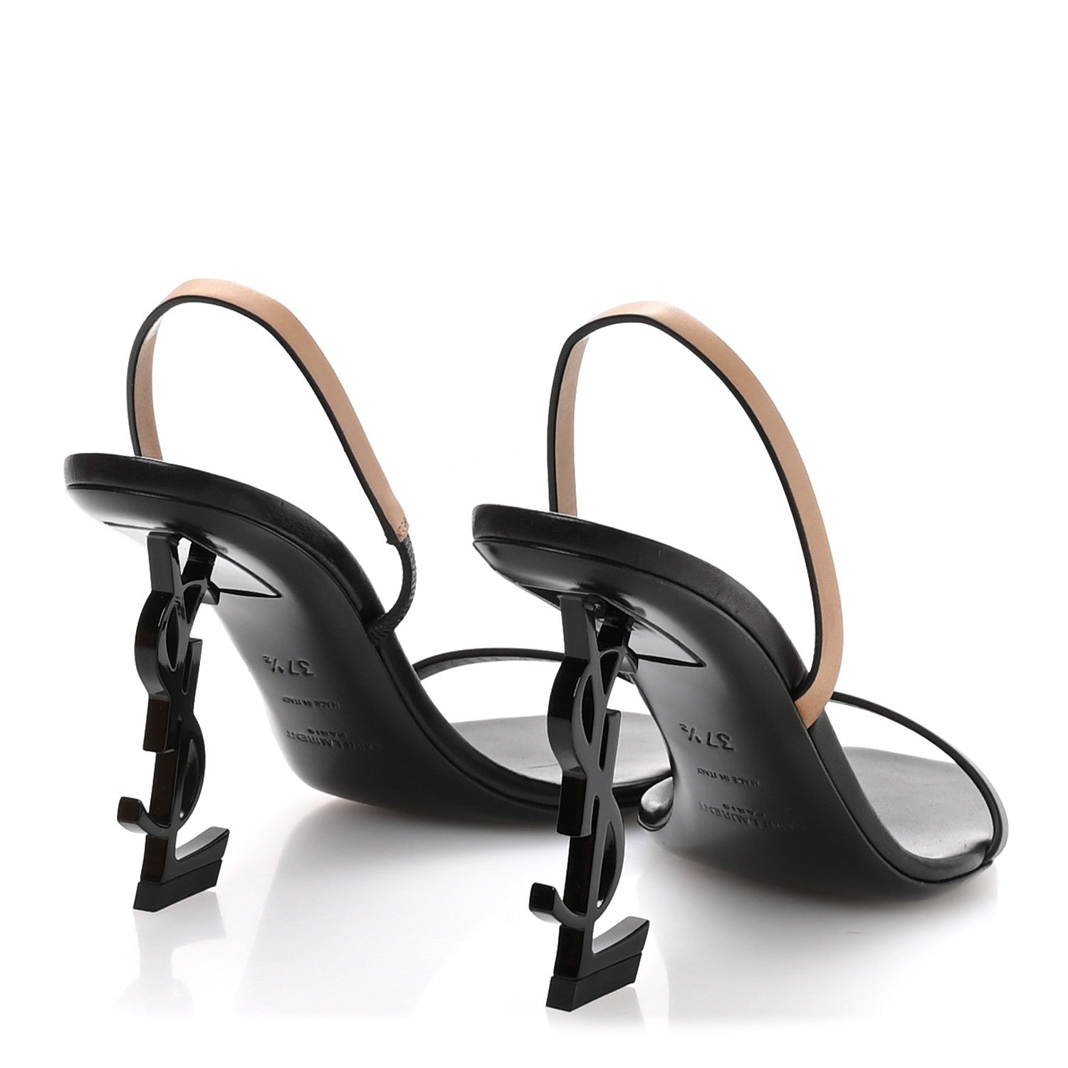 Saint Laurent Calfskin Cassandra 85 Sandals 37.5 Black Gold Brown 5 of 9