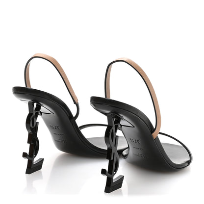 Saint Laurent Calfskin Cassandra 85 Sandals 37.5 Black Gold Brown 5 of 9