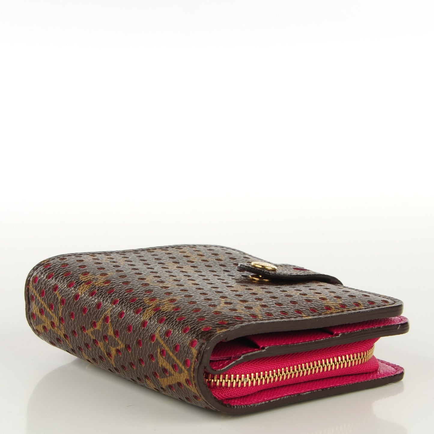 Monogram Perforated Compact Zipped Wallet Fuchsia