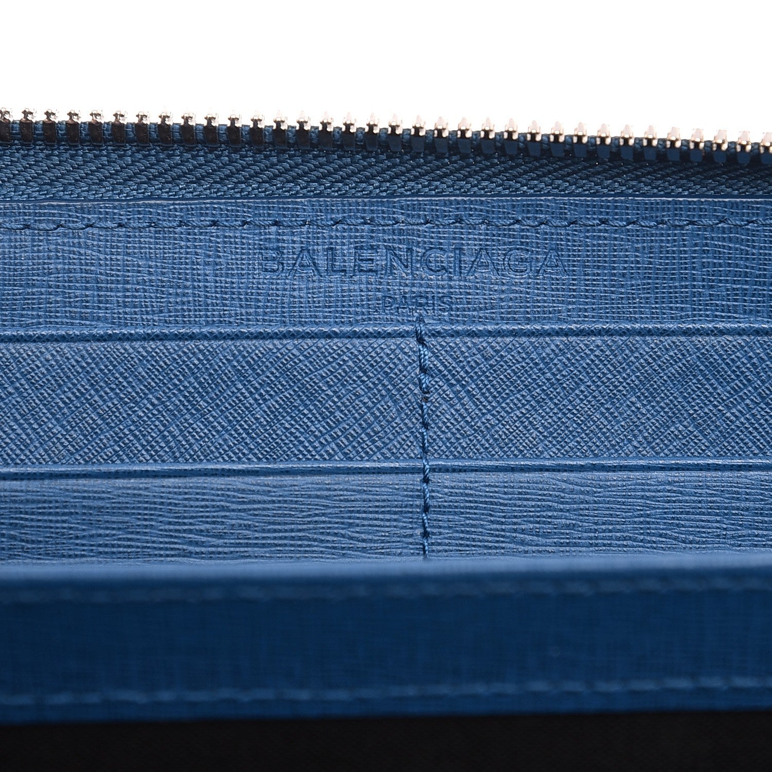 Balenciaga Striped Calfskin Essential Continental Zip Around Wallet Blue 6 of 9