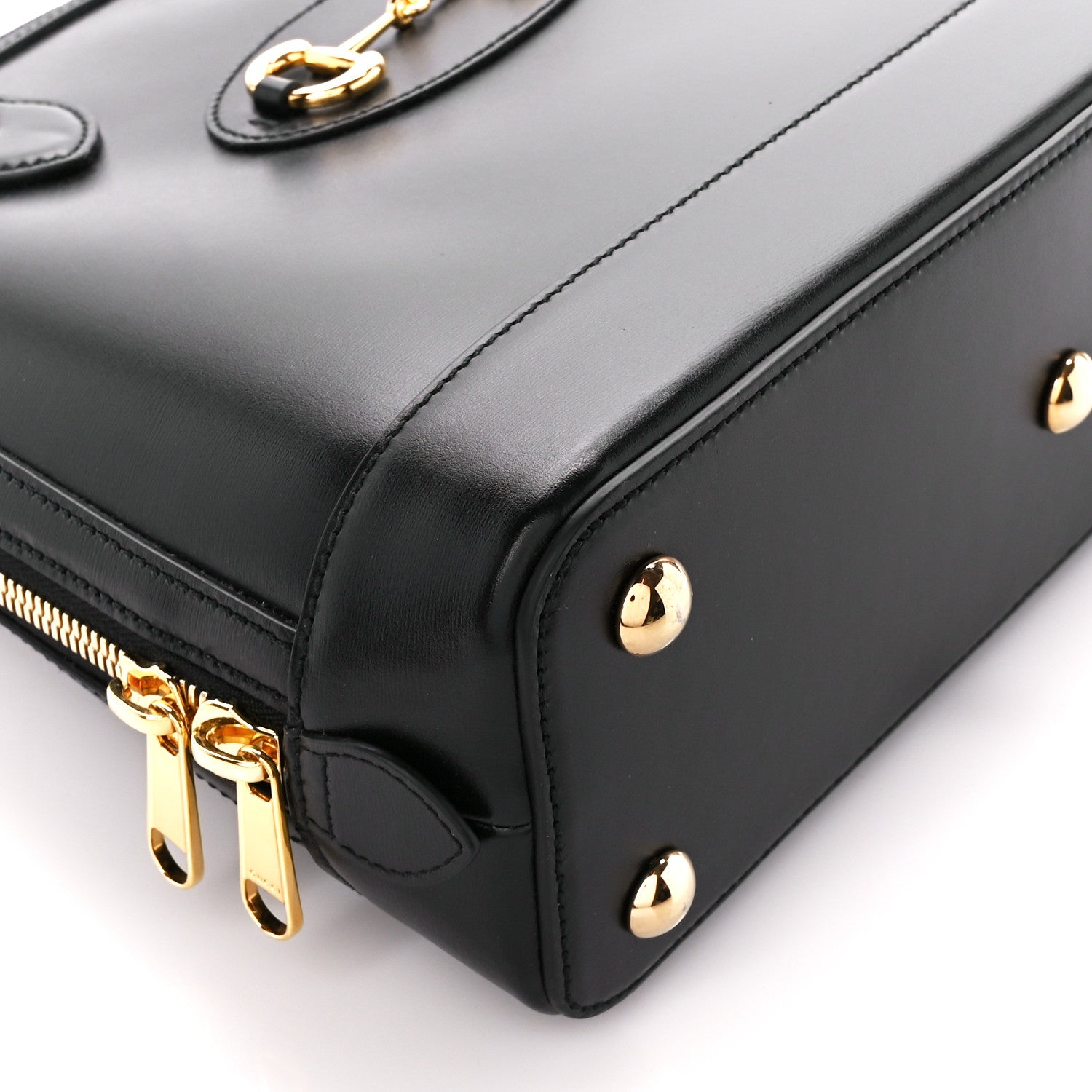 Gucci Boarded Plutone Calfskin Horsebit 1955 Top Handle Bag Black 10 of 11