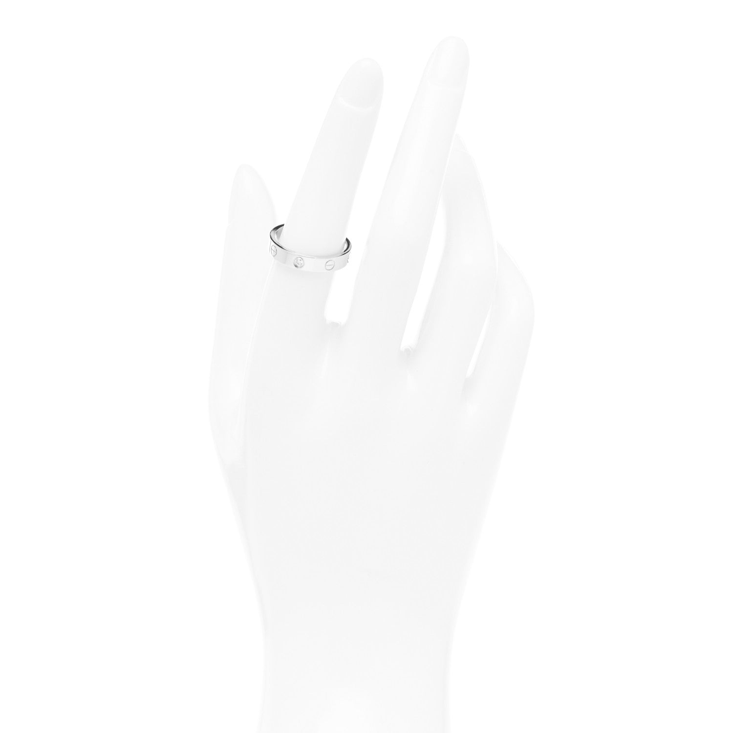 Cartier 18K White Gold Diamond 4mm LOVE Wedding Band Ring 56 7.5 2 of 4
