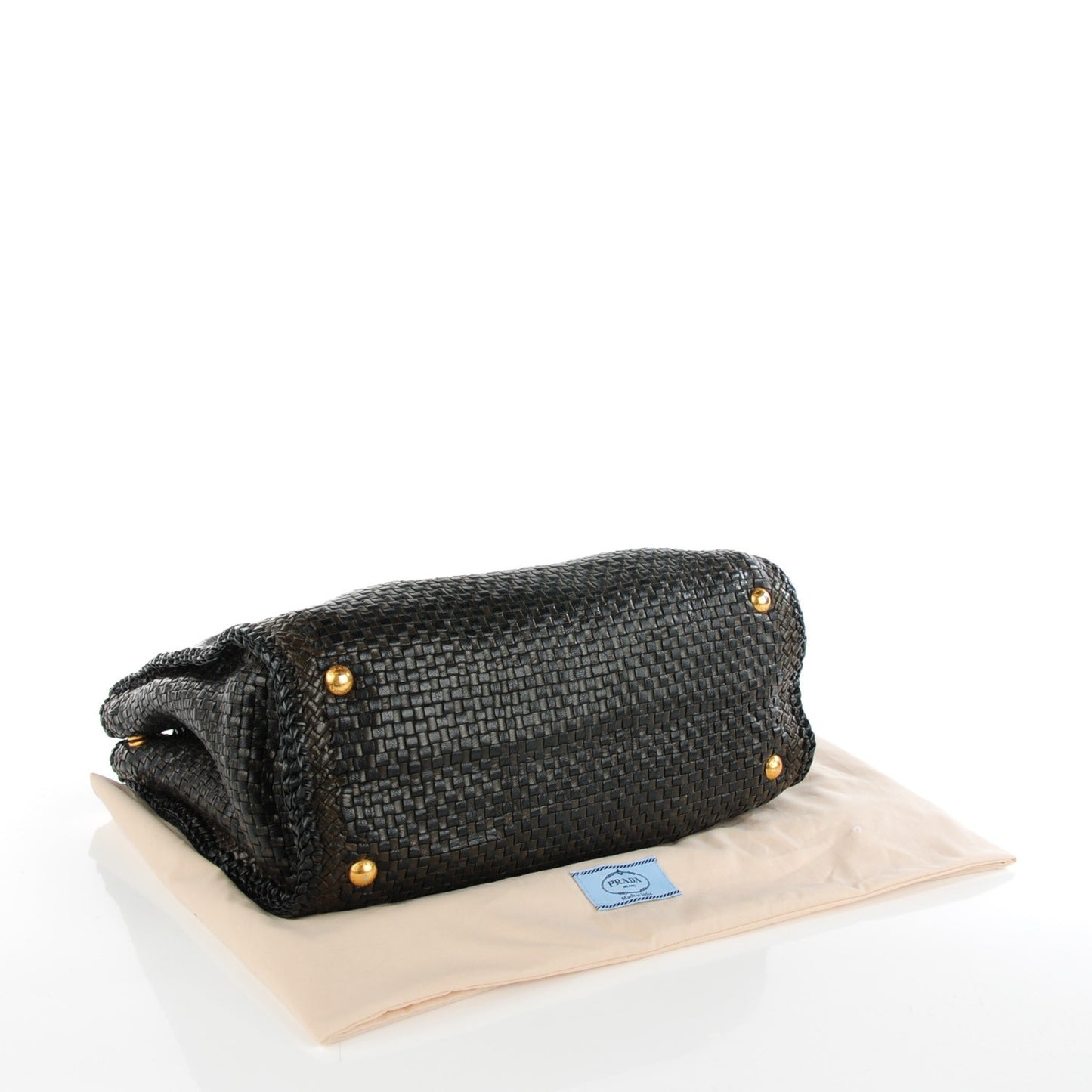 Goatskin Woven Small Tote Moro Black