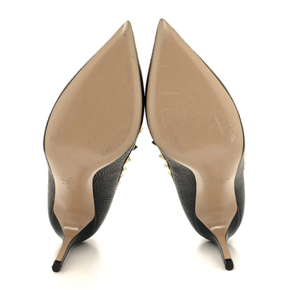 Valentino Garavani Pebbled Calfskin Rockstud 100mm Pumps 39.5 Black 5 of 7