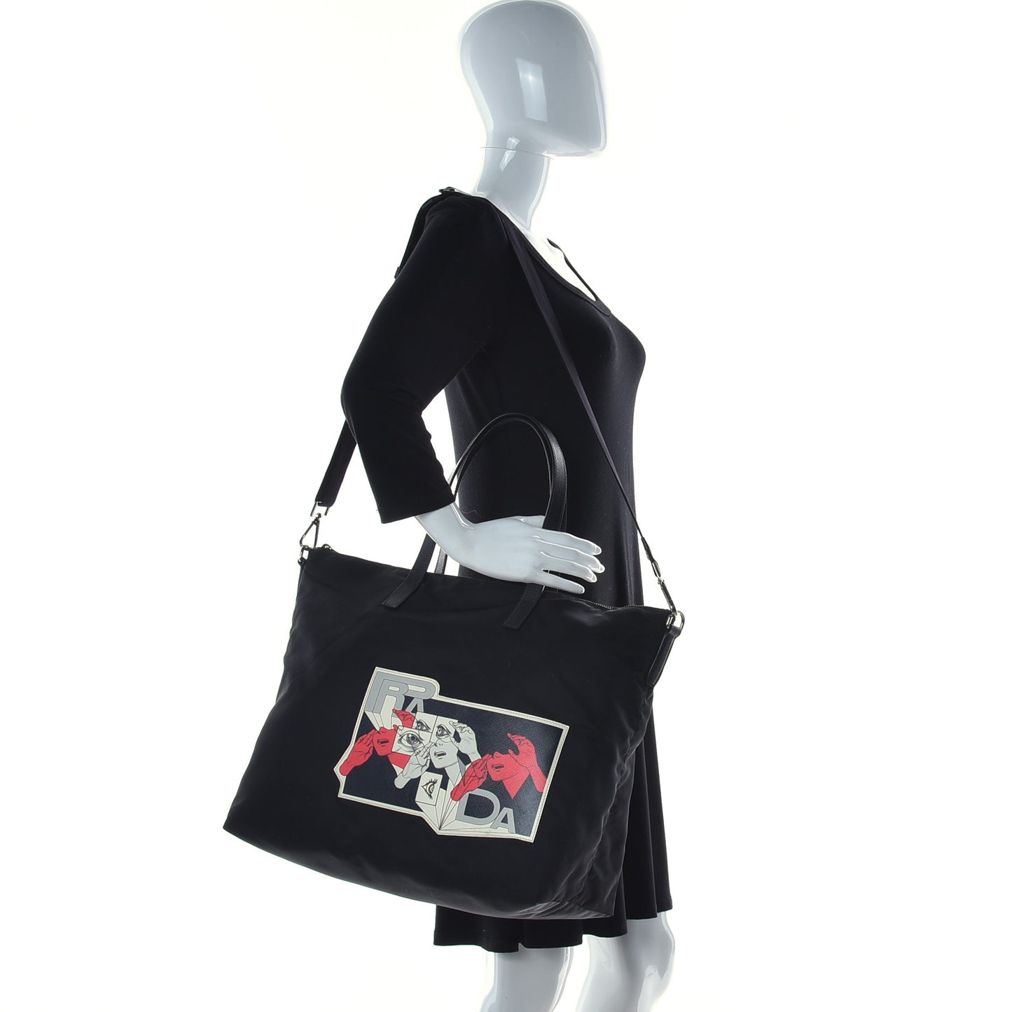 X JAMES JEAN Tessuto Nylon Patch Shopping Tote Black