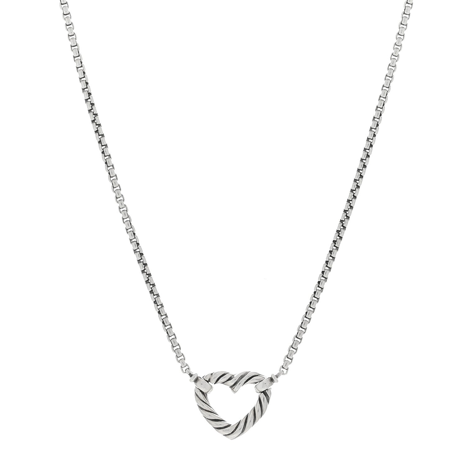 David Yurman Sterling Silver 18K Yellow Gold Cable Collectibles Heart Station Necklace 1 of 4