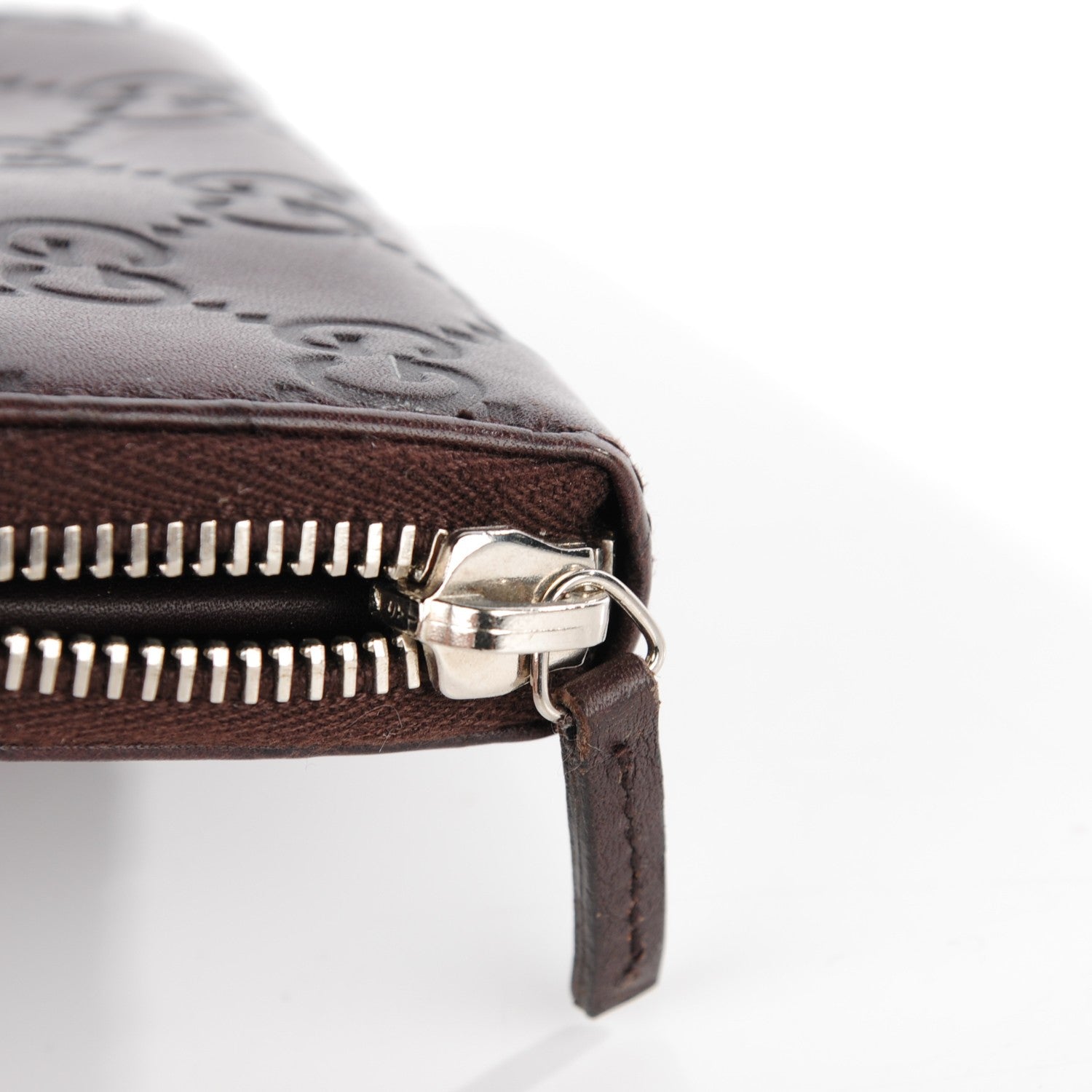 Gucci Guccissima Zip Around Key Ring Coin Purse Dark Brown 8 of 8