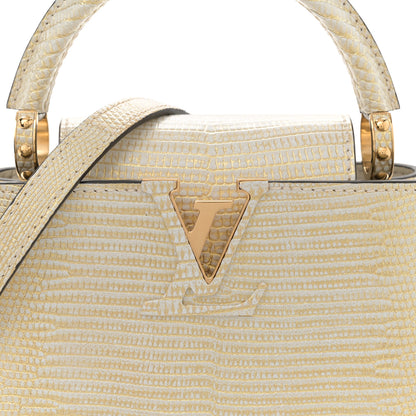 Louis Vuitton Metallic Lizard Capucines Mini White Gold 7 of 10