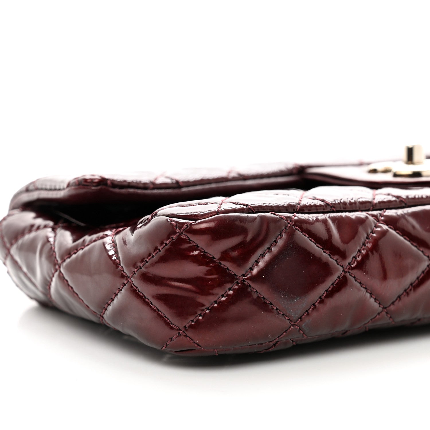 Chanel Crinkled Patent Quilted East West Flap Burgundy 1407459