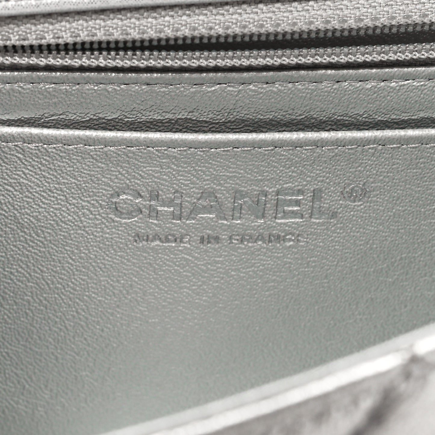 Metallic Lambskin Quilted Mini Rectangular Flap Silver