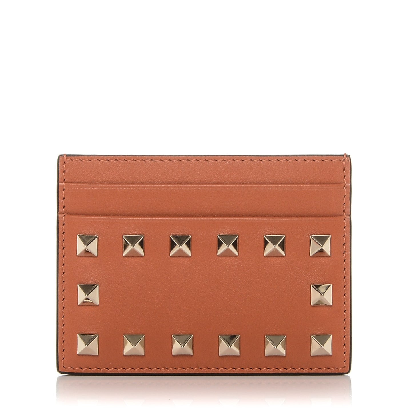 Vitello Rockstud Card Holder Orange