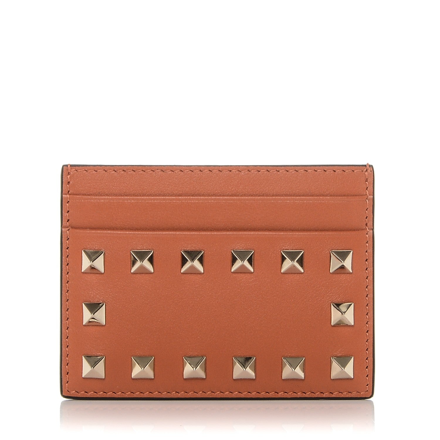 Valentino Garavani Vitello Rockstud Card Holder Orange 1 of 7