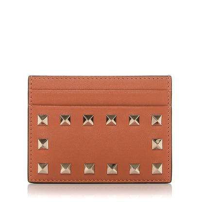 Valentino Garavani Vitello Rockstud Card Holder Orange 1 of 7