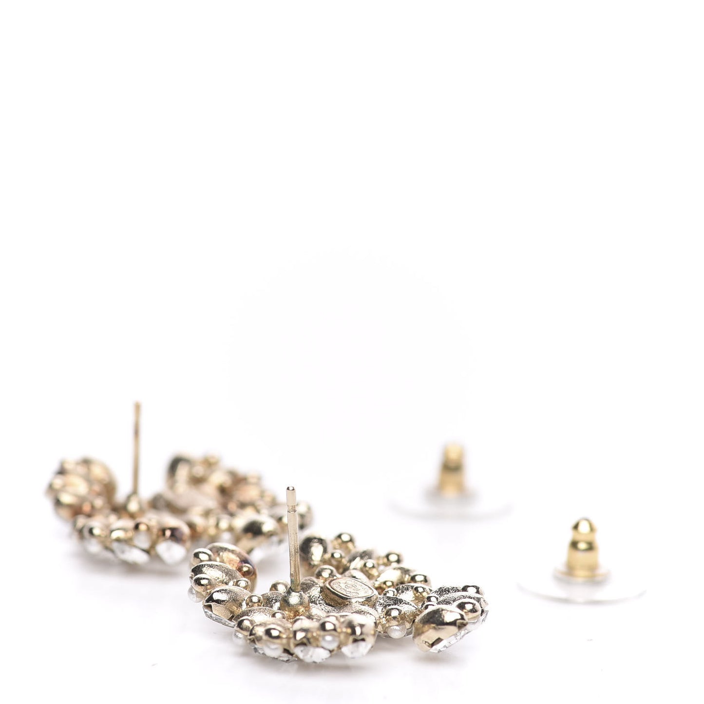 Pearl Crystal CC Earrings Gold