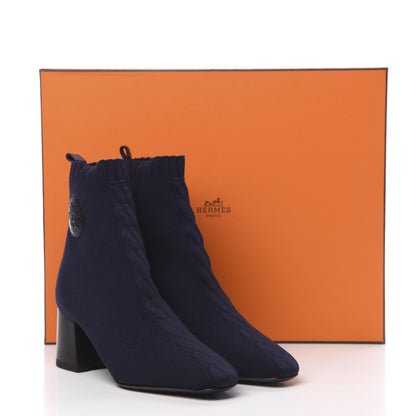 Hermes Knit Calfskin Volver Ankle Boots 36 Bleu Diplomatique 8 of 8