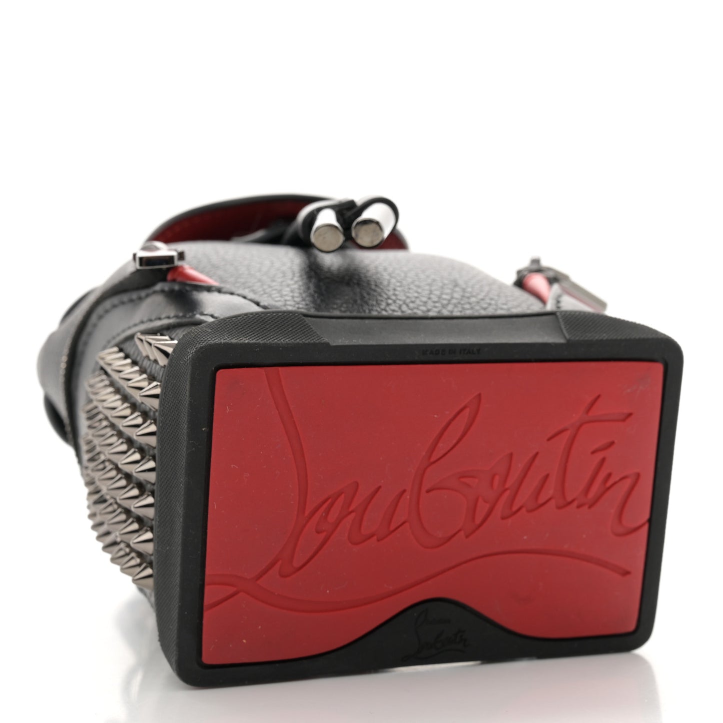 Calfskin Spiked Mini Explorafunk Keyring Bag Black