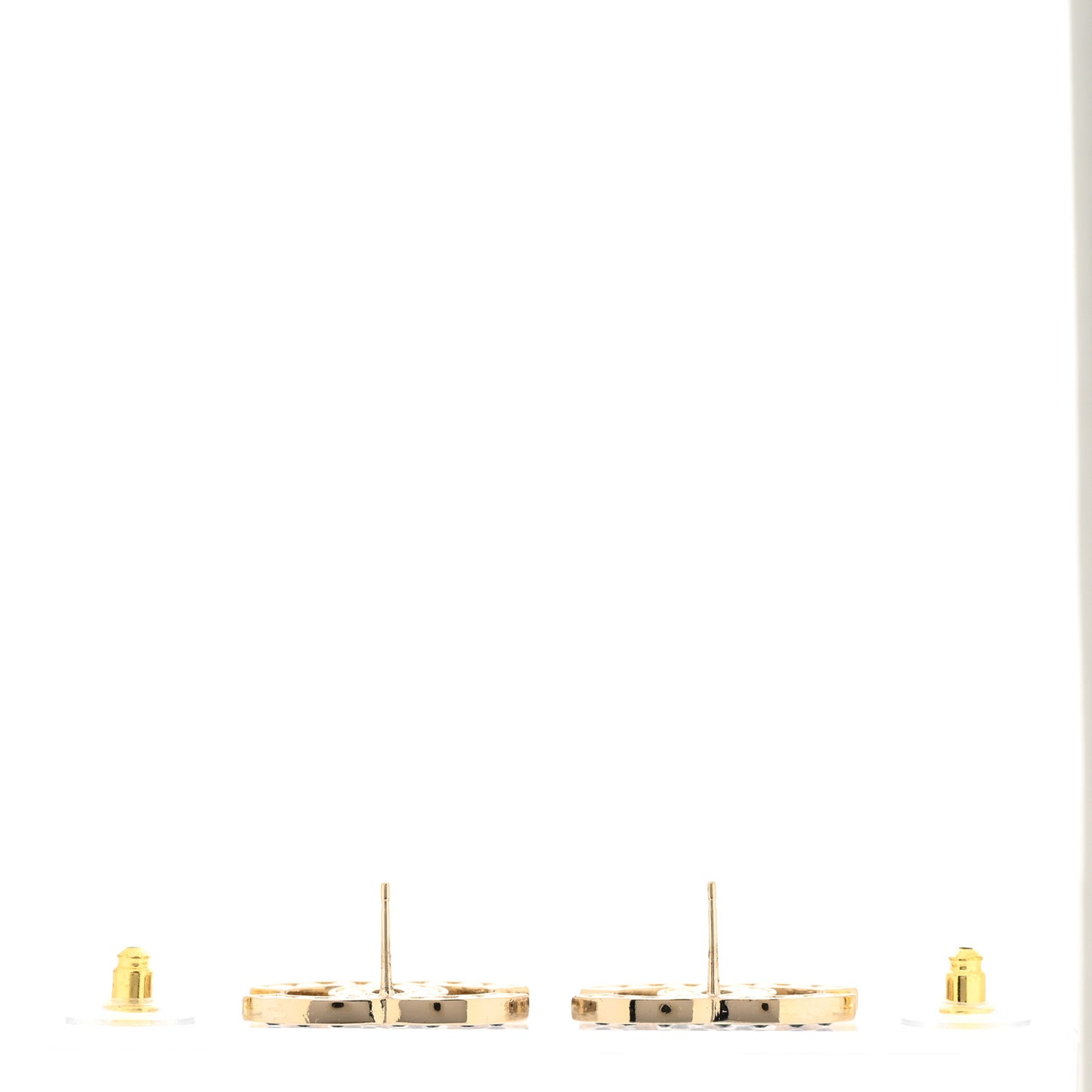 Large Strass Crystal CC Earrings Black Gold