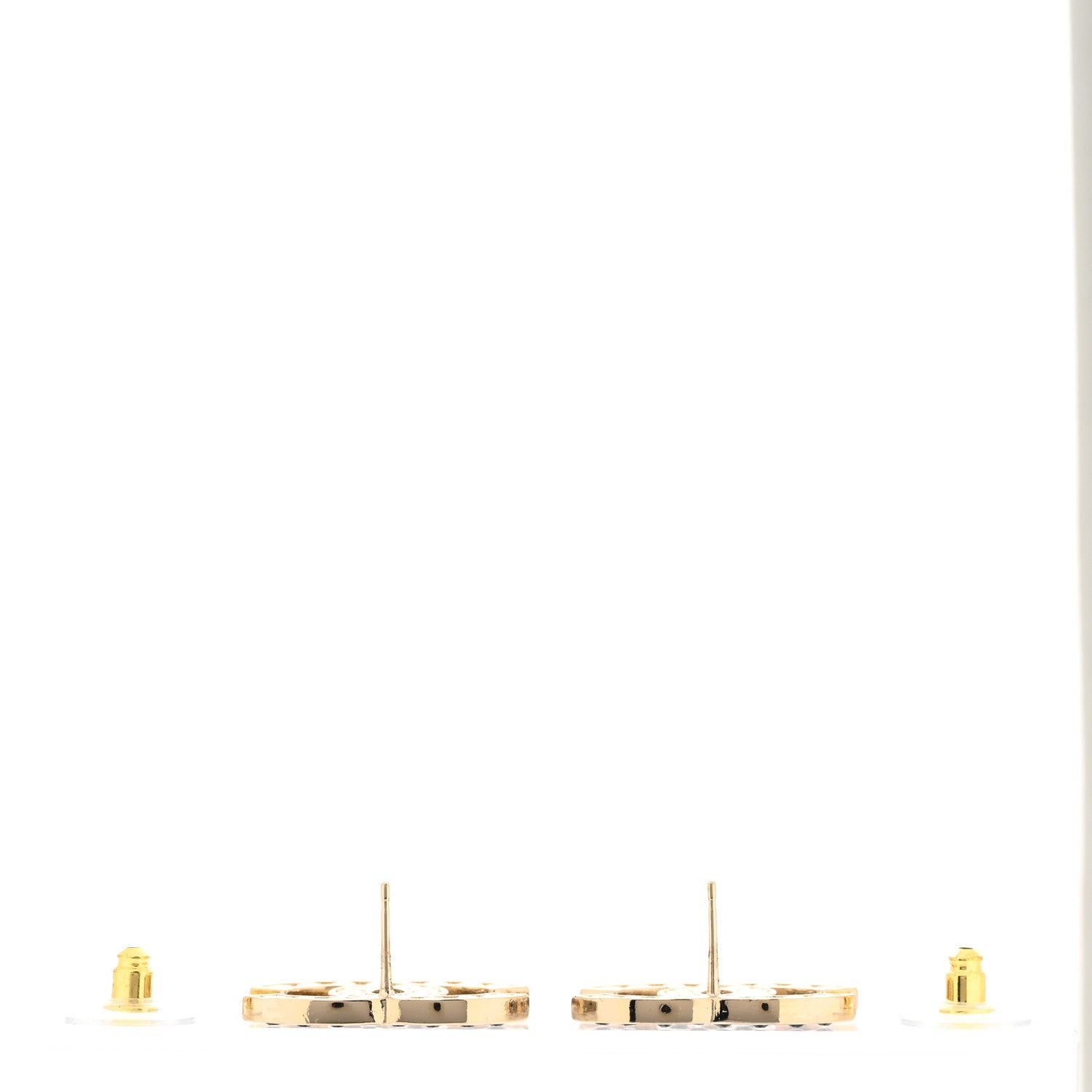 Chanel Large Strass Crystal CC Earrings Black Gold 3 of 5