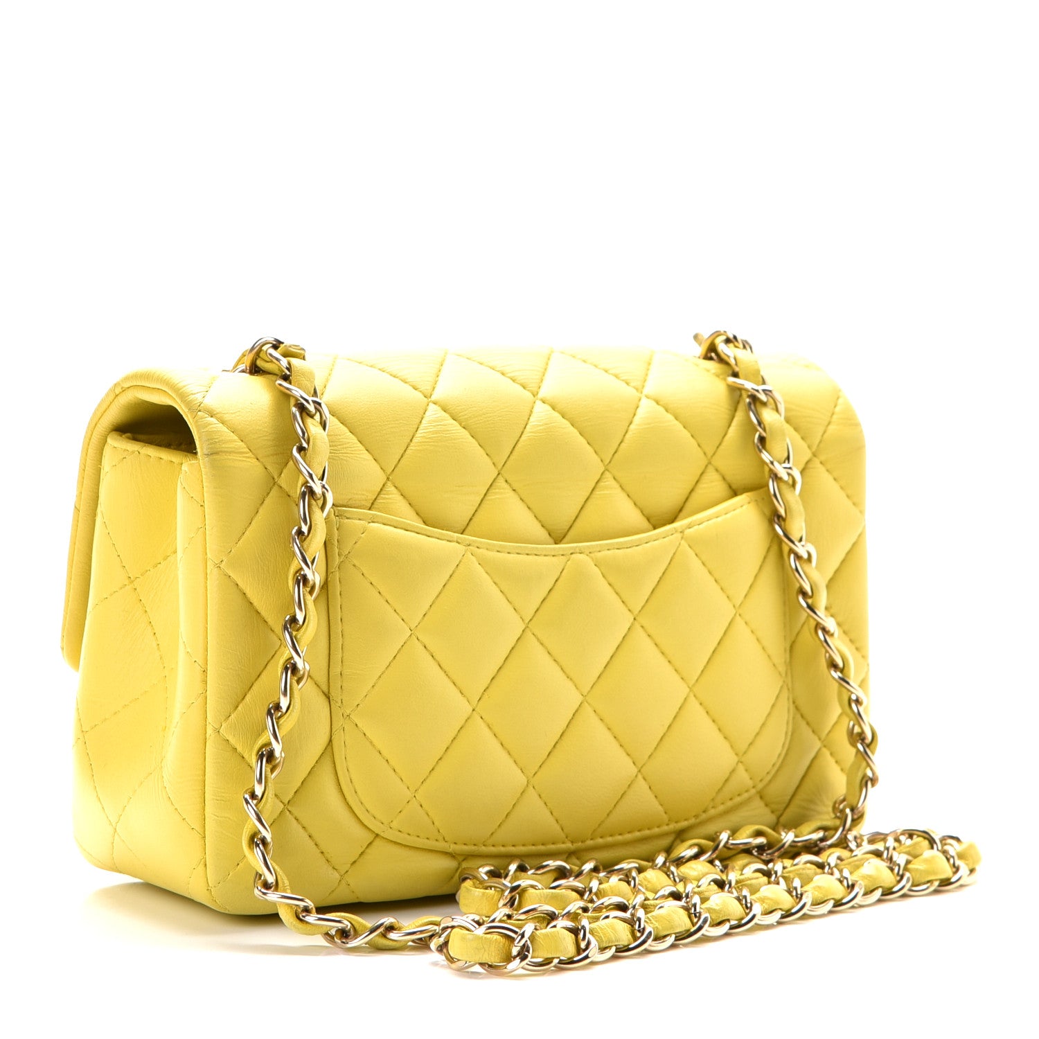 Chanel Lambskin Quilted Mini Rectangular Flap Light Yellow 3 of 7