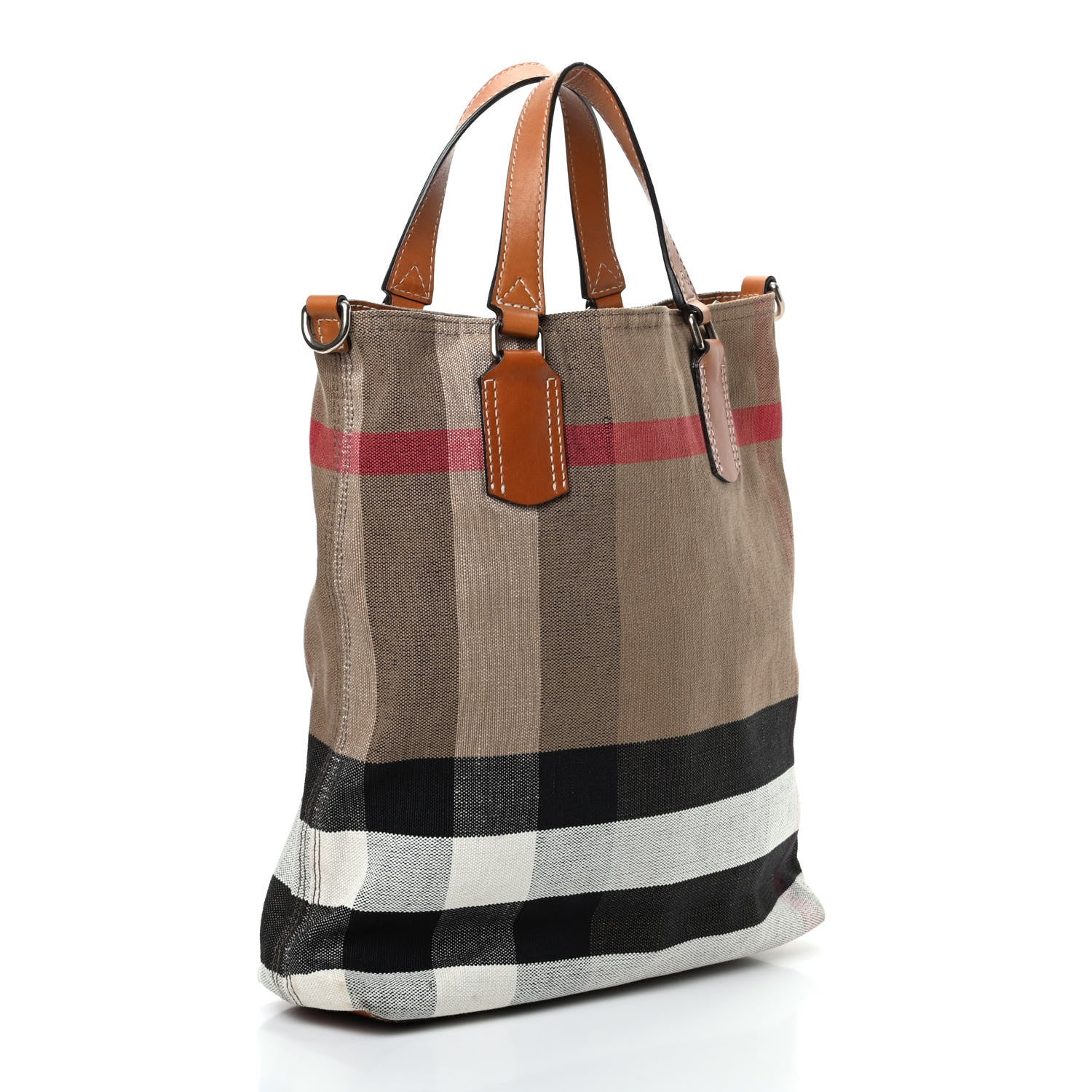 Burberry Canvas Mega Check Medium Tottenham Brit Tote Saddle Brown 3 of 9