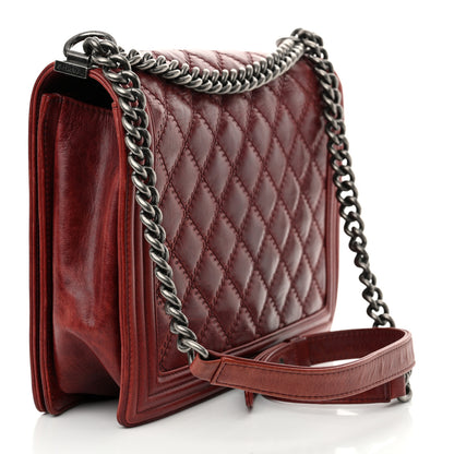 Chanel Calfskin Quilted Double Stitch Large Boy Flap Burgundy 3 of 10