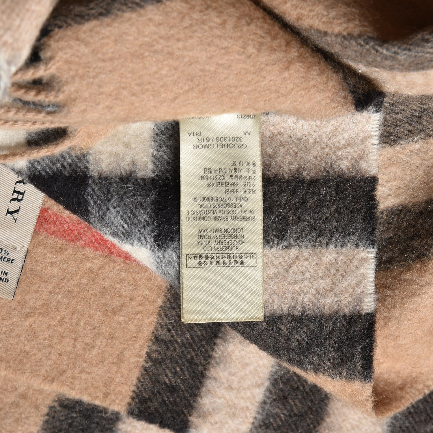 Burberry Cashmere Giant Check Fringe Scarf Camel 6 of 6