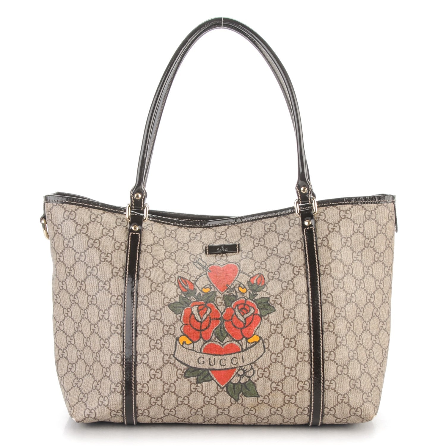 Gucci GG Plus Monogram Tattoo Heart Medium Joy Tote Dark Brown 1 of 13