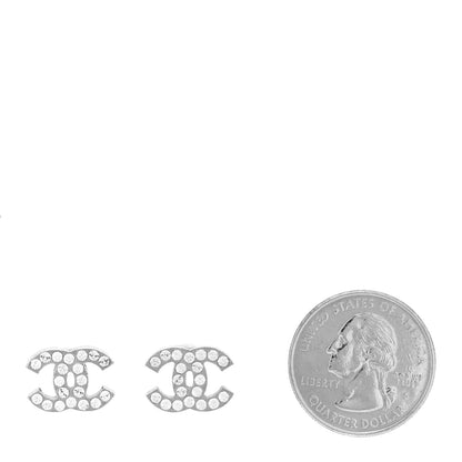 Chanel Crystal CC Earrings Silver 2 of 4