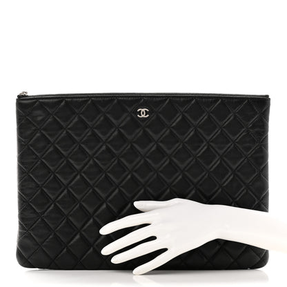 Chanel Lambskin Quilted Large Cosmetic Case Black 2 of 7