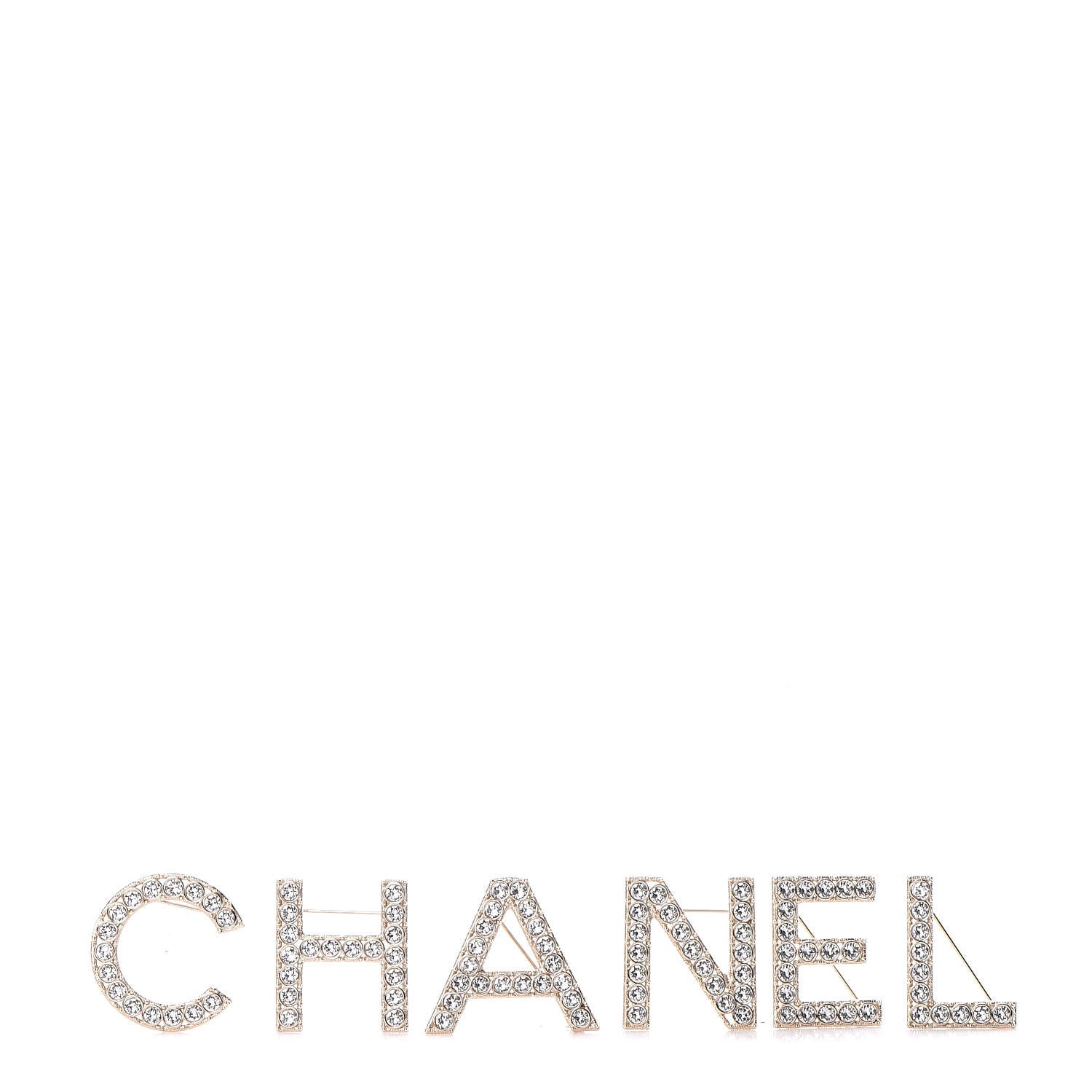 Chanel Crystal Cha-Nel Logo Brooch Set Gold 1 of 5