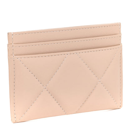 Chanel Shiny Goatskin Quilted Chanel 19 Card Holder Beige 3 of 9