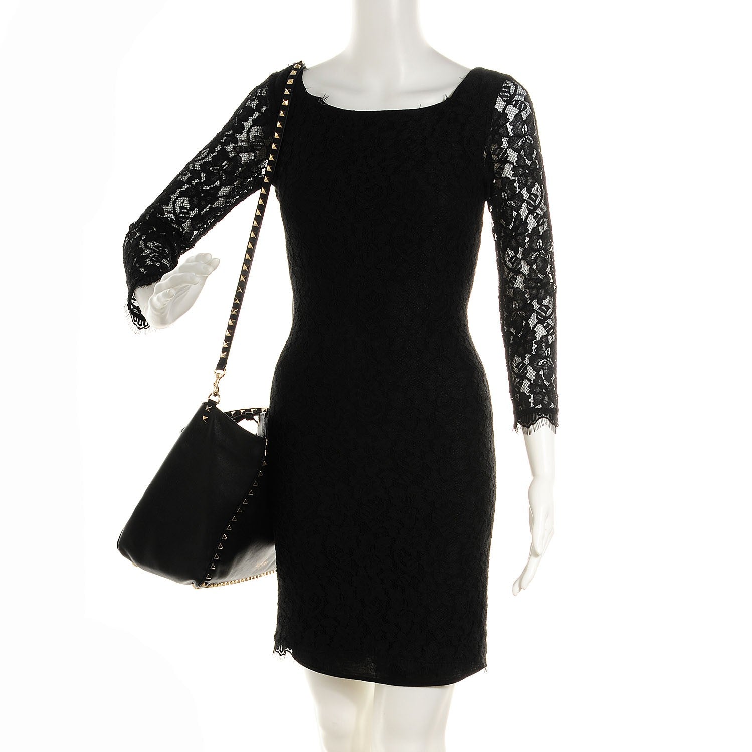 Valentino Garavani Vitello Medium Rockstud Tote Black 2 of 8