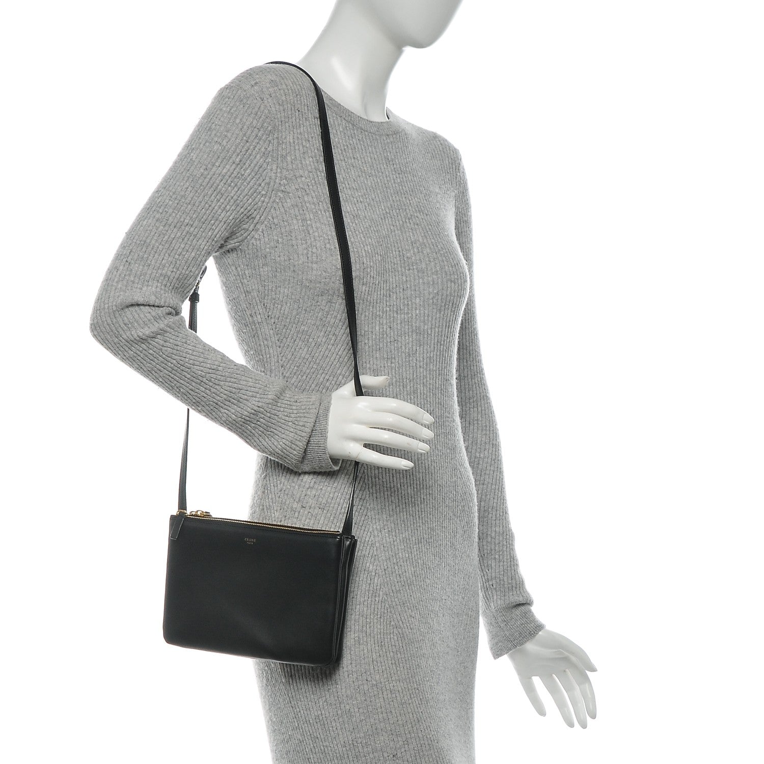 Celine Lambskin Small Trio Crossbody Bag Black 2 of 7