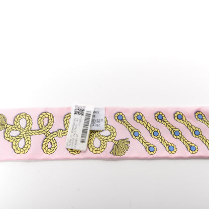 Hermes Silk Galons Et Brandebourg Twilly Rose Pale Bleu Jean 3 of 4