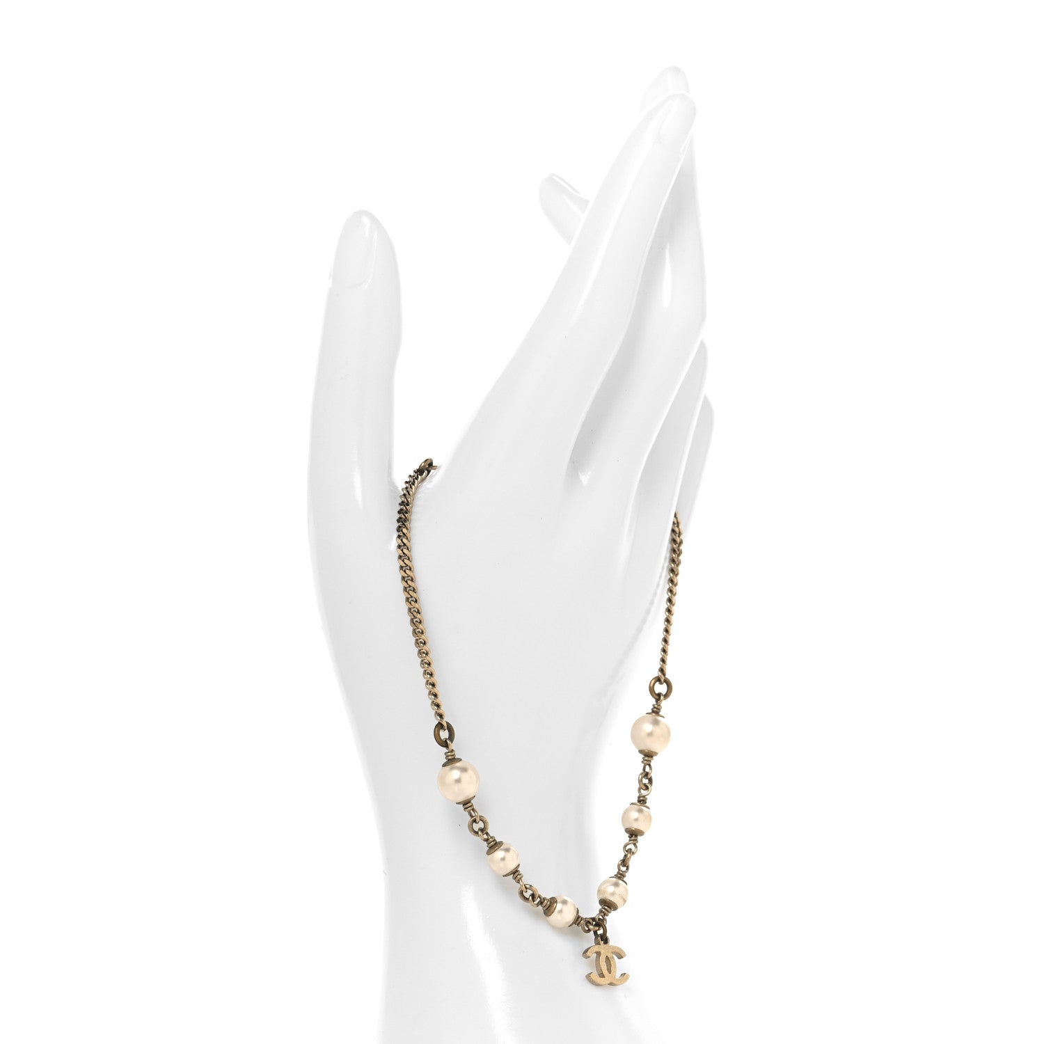 Chanel Pearl CC Chain Anklet Gold Pearly White 5 of 8