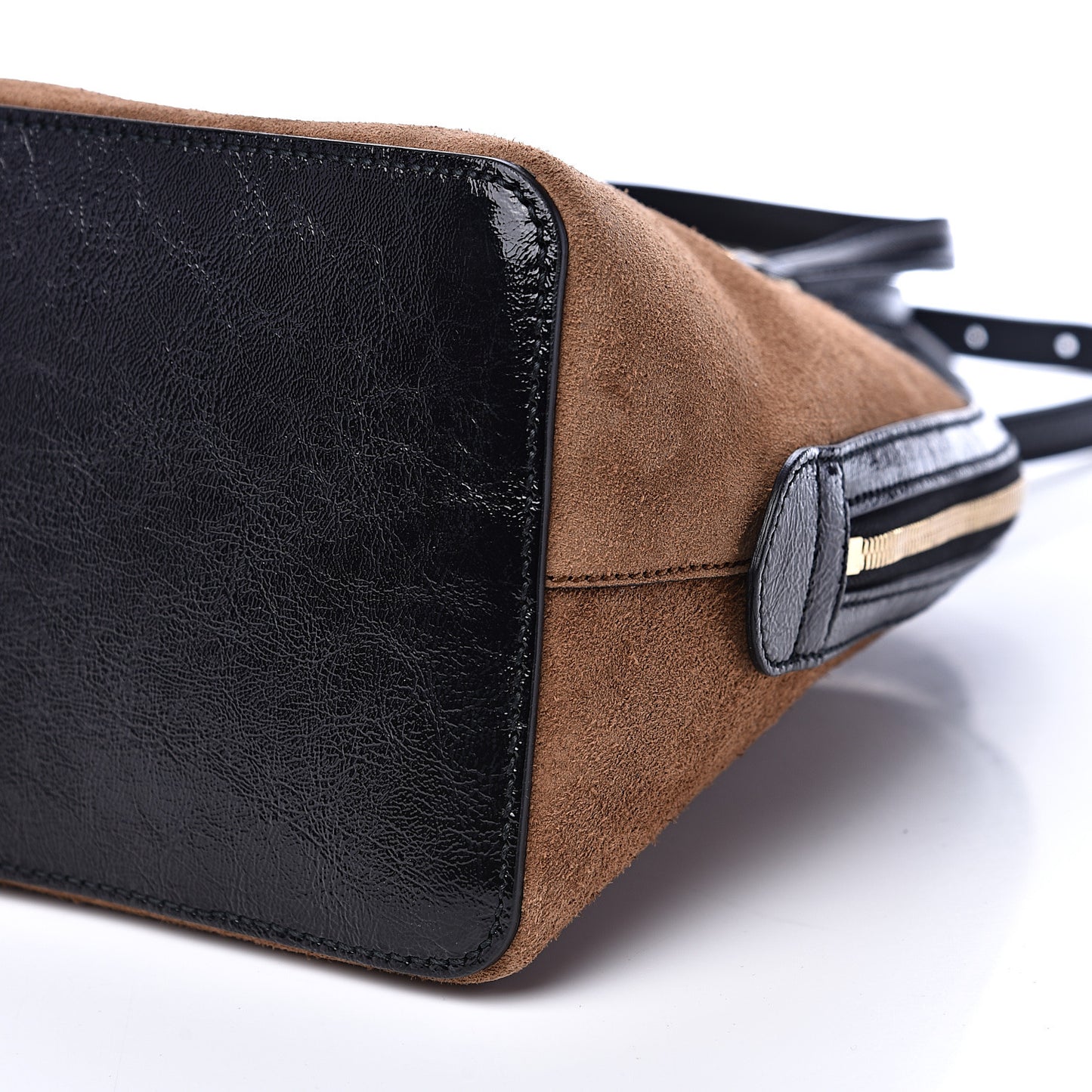 Suede Patent Web Medium Ophidia Top Handle Dome Bag Nocciola Black