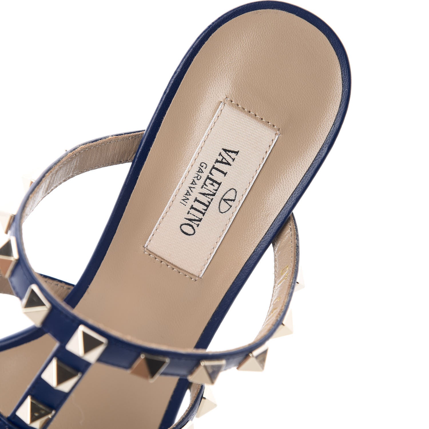Valentino Garavani Calfskin Rockstud 60mm Caged Slide Sandals 36 Light Ocean 7 of 12