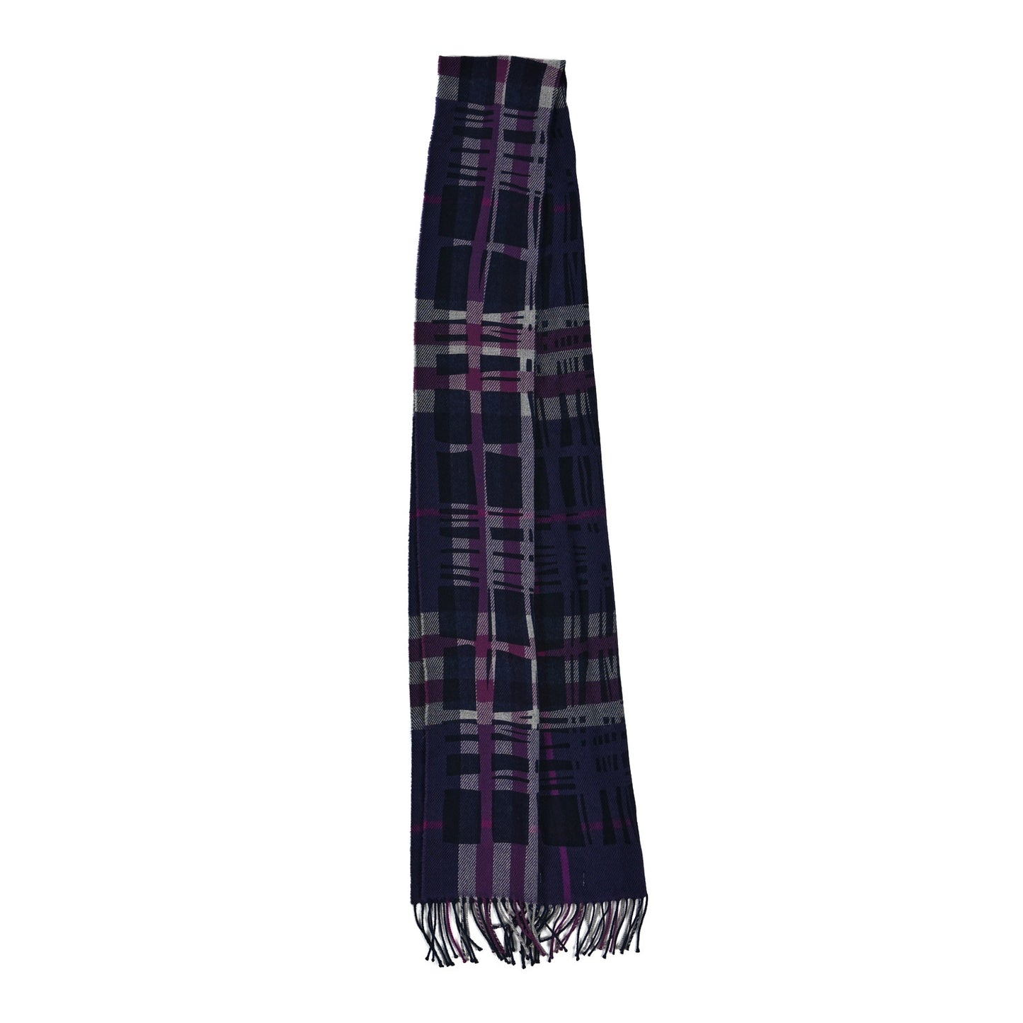 Cashmere Check Fringe Scarf Purple