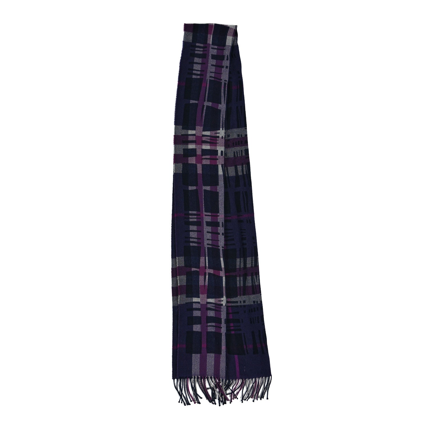 Burberry Cashmere Check Fringe Scarf Purple 2 of 3