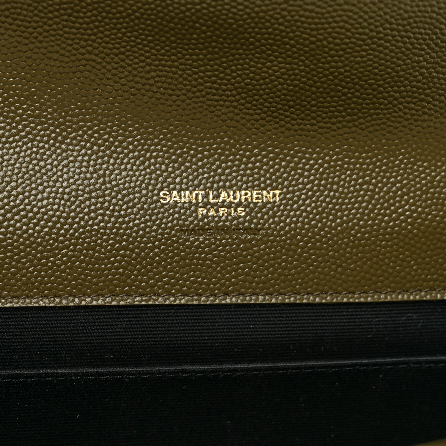 Saint Laurent Grain De Poudre Textured Mixed Matelasse Triquilt Monogram Clutch Vert Kaki 6 of 8