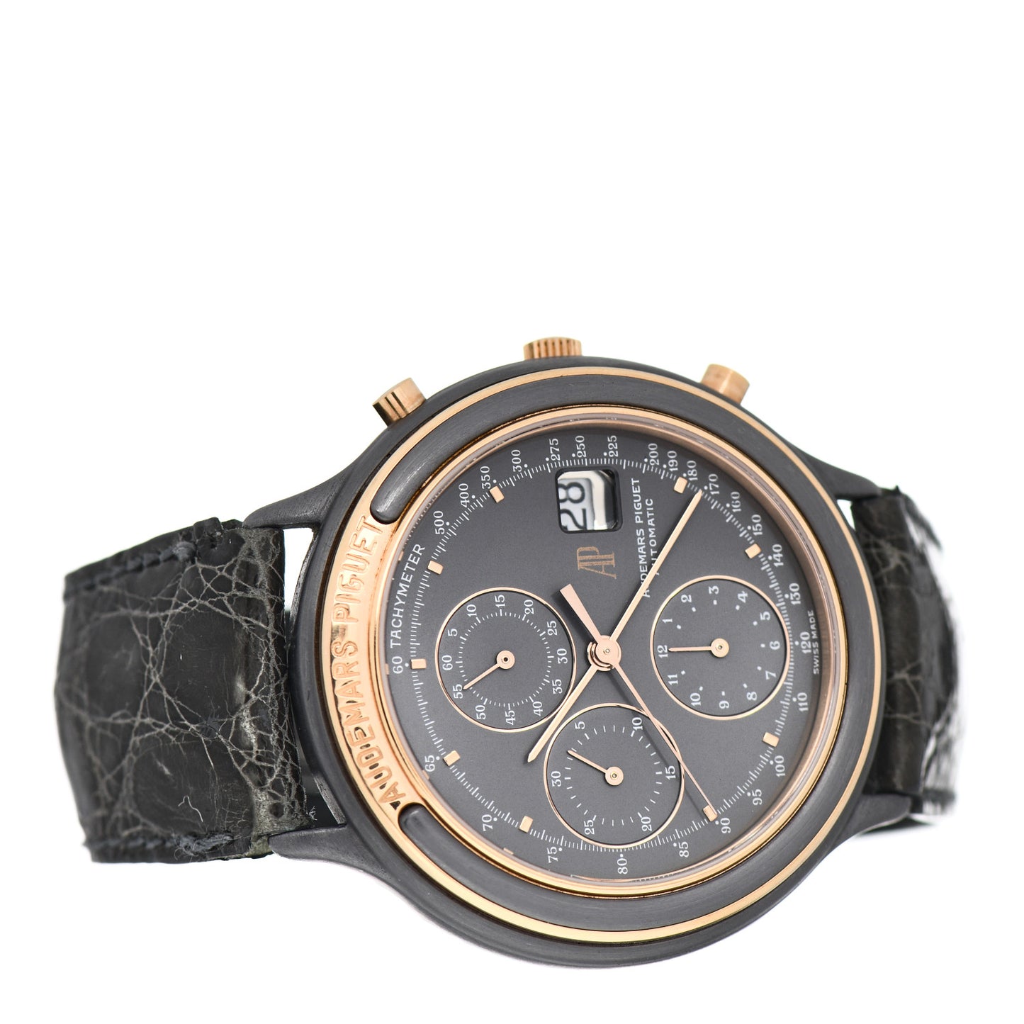 Tantalum 18K Rose Gold 40.5mm Jules Audemars Huitieme Chronograph Automatic Watch Grey 25644