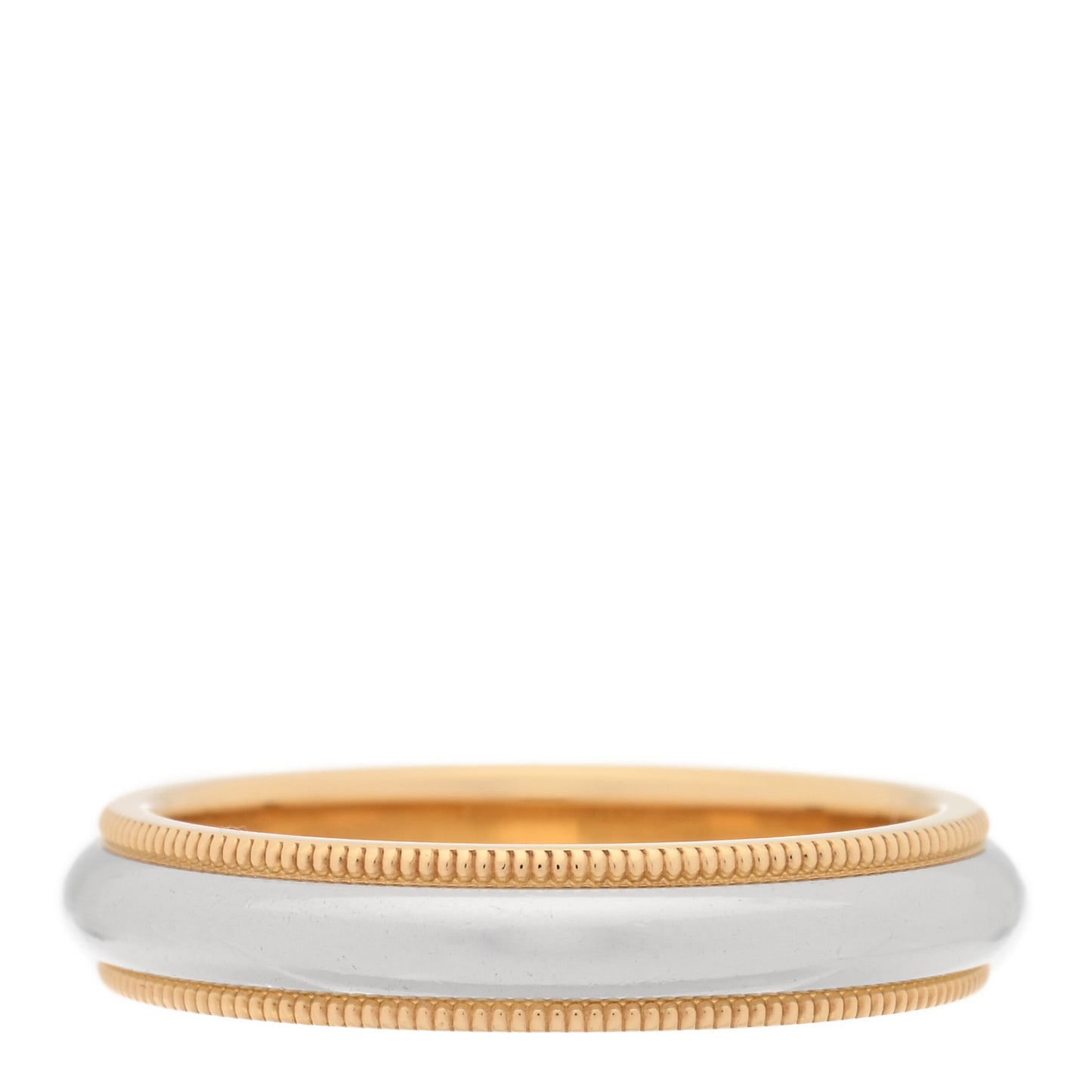 Platinum 18K Yellow Gold 4mm Together Milgrain Wedding Band Ring 54 7