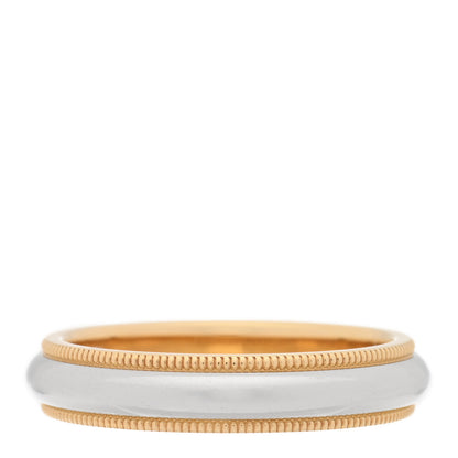 Tiffany Platinum 18K Yellow Gold 4mm Together Milgrain Wedding Band Ring 54 7 3 of 5