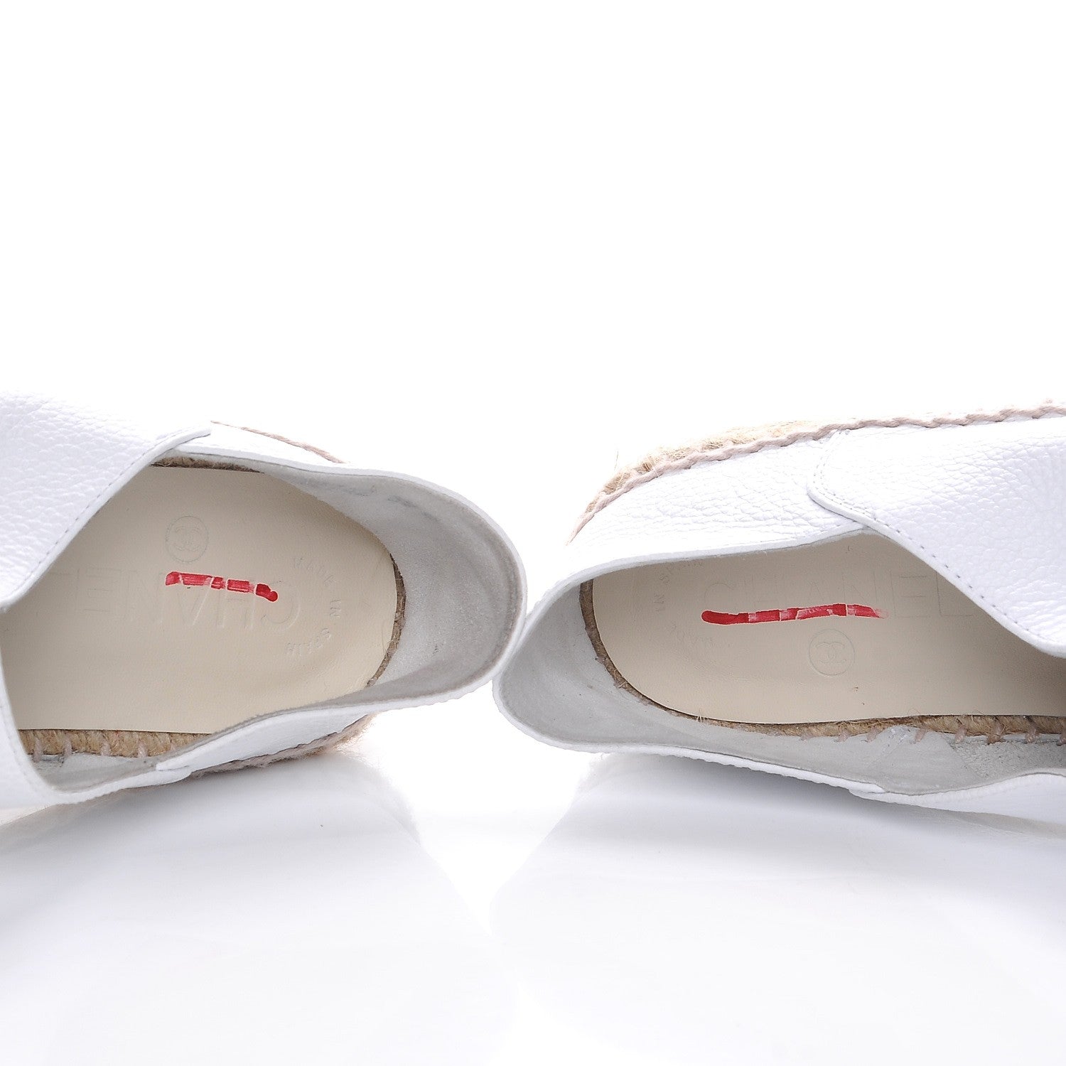 Chanel Grained Calfskin CC Espadrilles 39 White Black 8 of 10