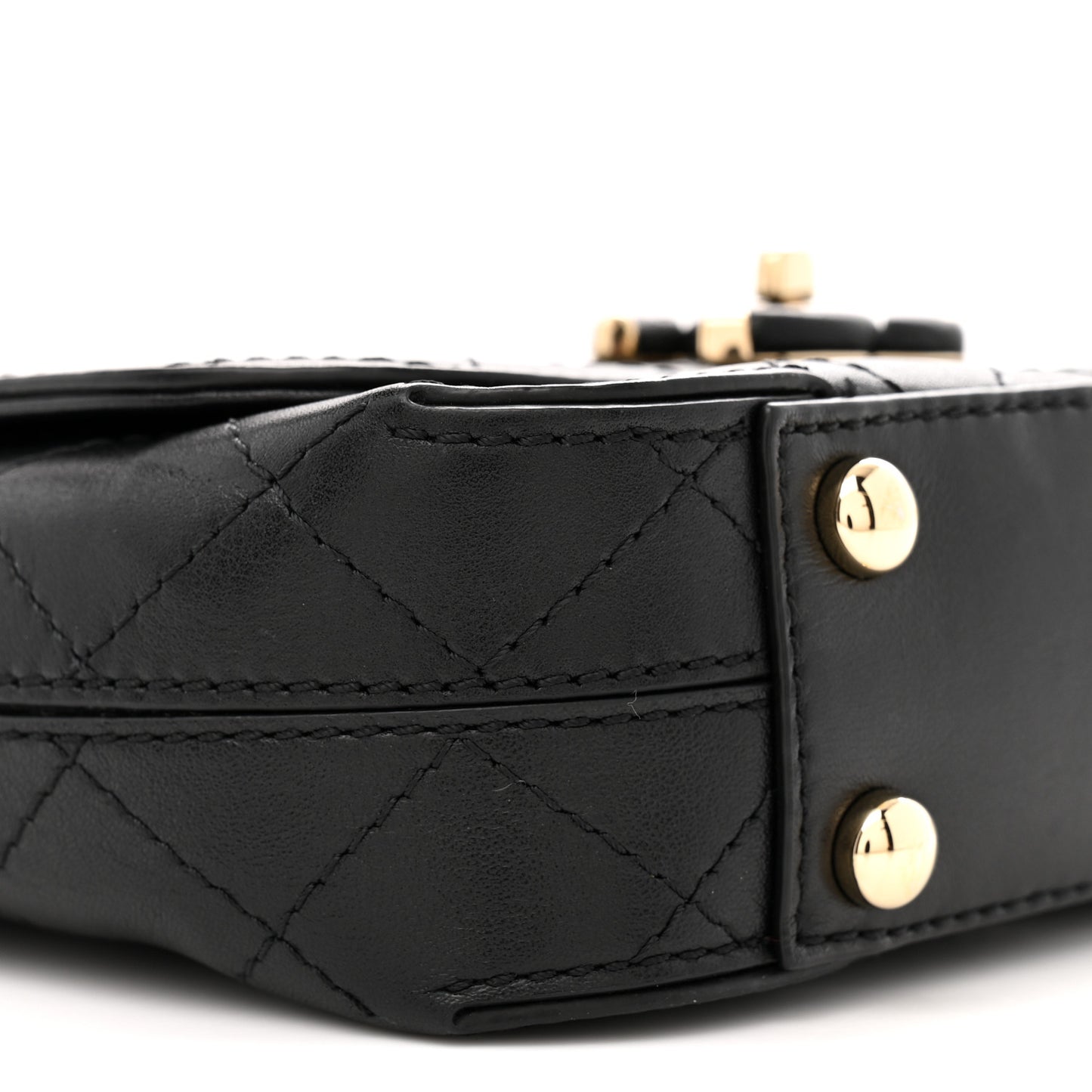 Calfskin Stitched Small Covered CC Flap Bag Black
