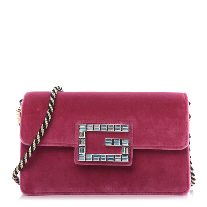 Gucci Velvet Crystal Square G Shoulder Bag Light Raspberry Rose 1 of 13