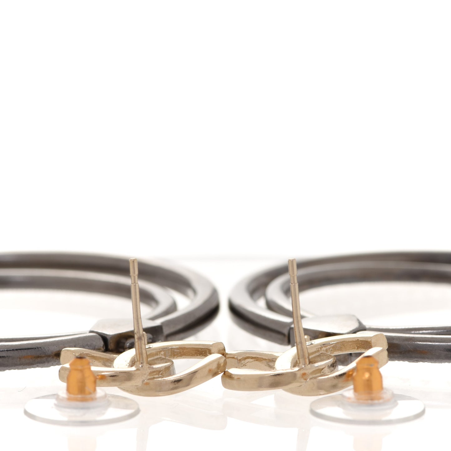 Crystal CC Circle Drop Earrings Silver Gold