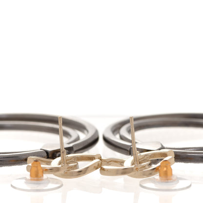 Chanel Crystal CC Circle Drop Earrings Silver Gold 3 of 4