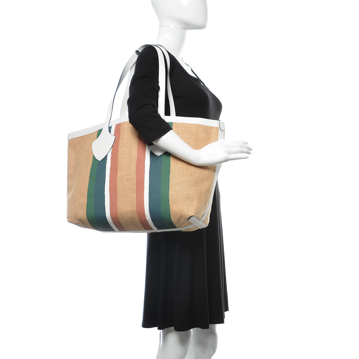 Burberry Raffia Stripes Medium The Giant Tote Bag Chalk White 2 of 8